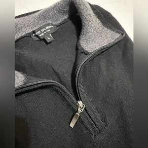 Mario Gilberti Wool Sweater Men's Size L Black 1/4 Mock Neck Long Sleeves Dark